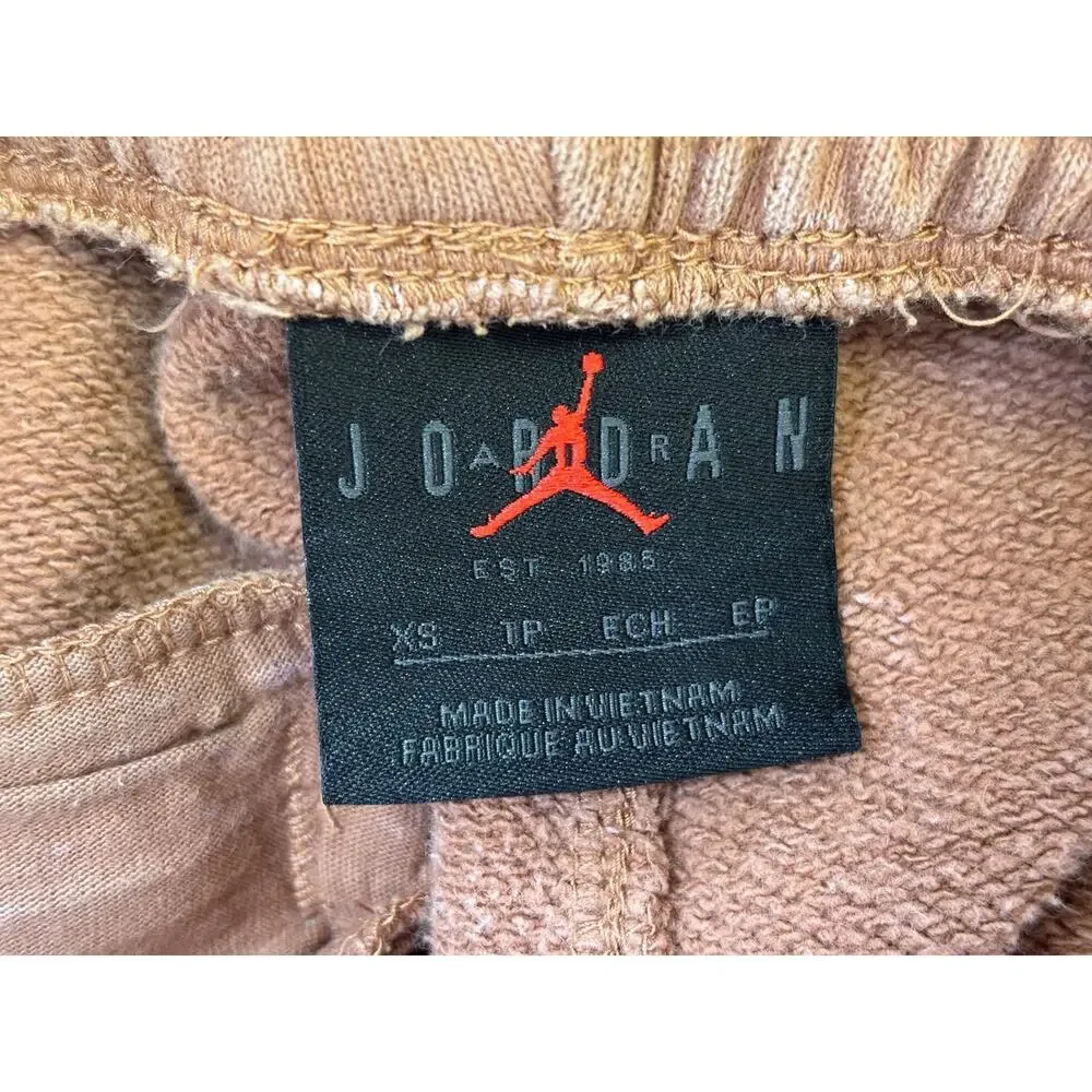 Jordan Pants Mens XS Brown Fleece Joggers Sweatpants Flight Patch Elastic Waist
